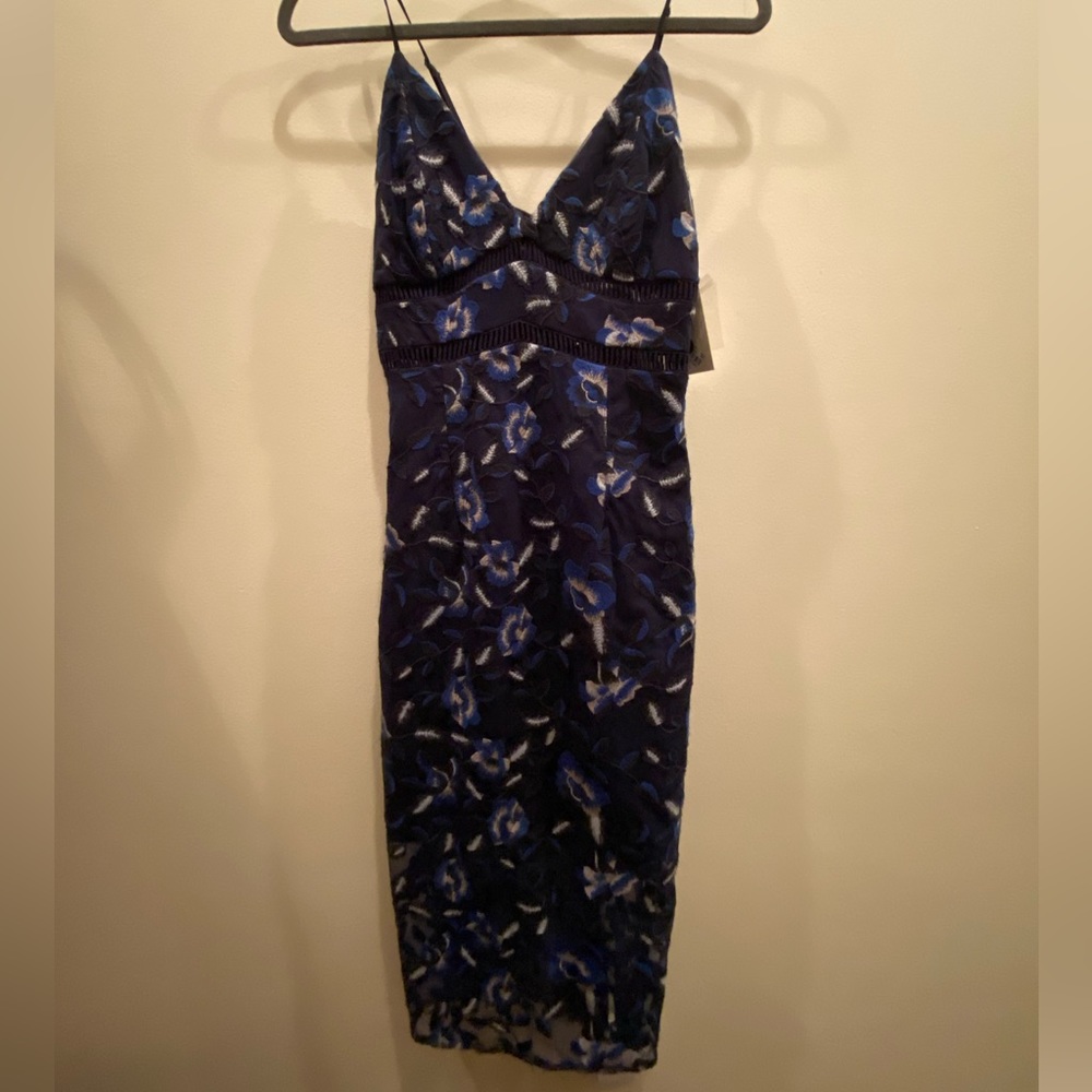 Bardot blue floral midi
